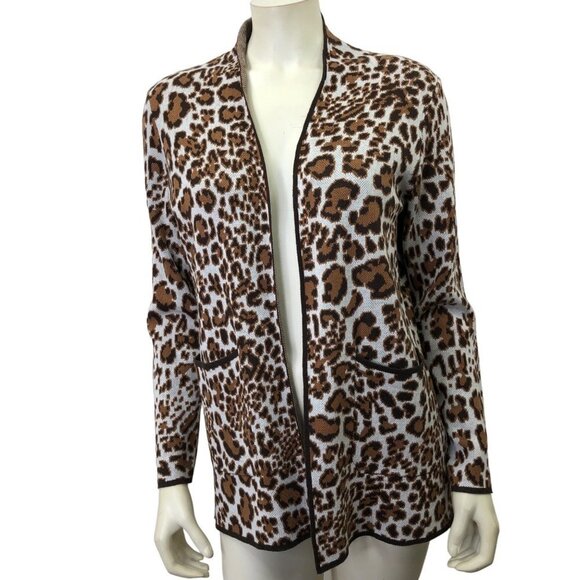 ALLISON DALEY $69 ANIMAL PRINT OPEN CARDIGAN SWEATER SM NWT - Picture 2 of 8